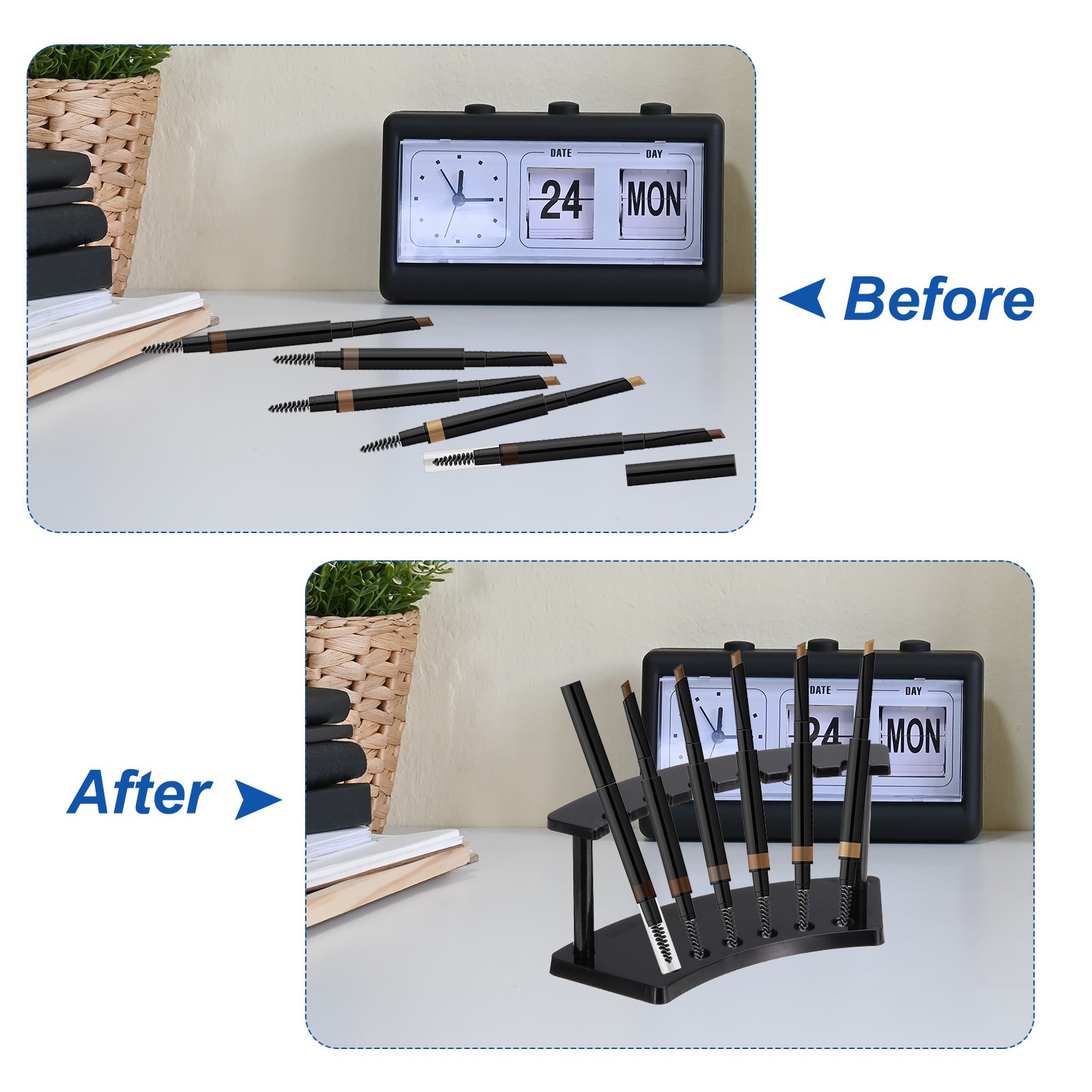 2 Pack Plastic Pen Holder 6-Slot Acrylic Pen Display Stand Vertical Clear