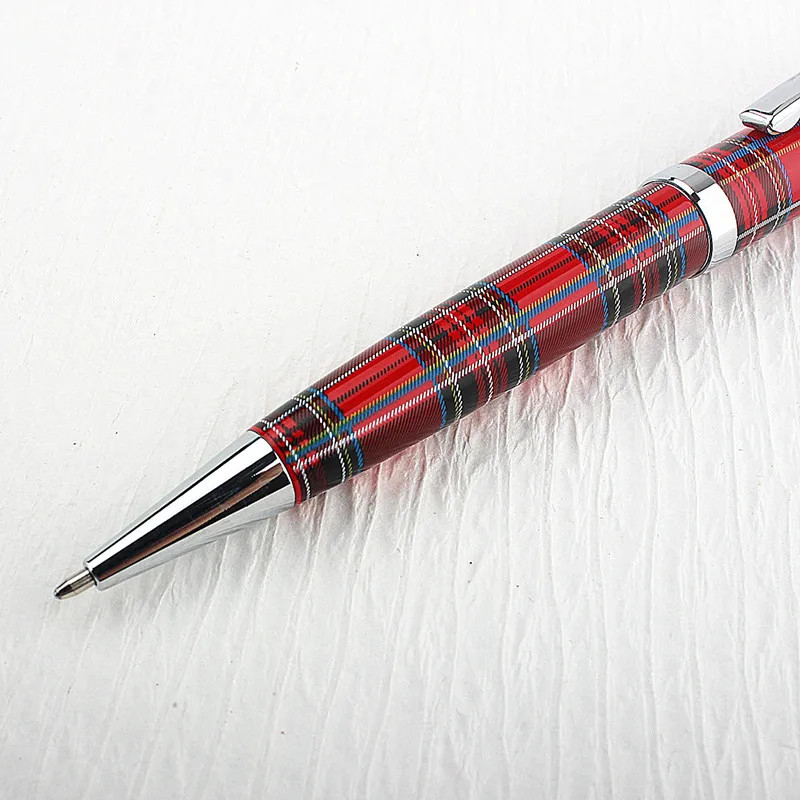 Flannel Pattern Twist Ballpoint Pen – Classic Red & Chrome Trim, YouPing FL99