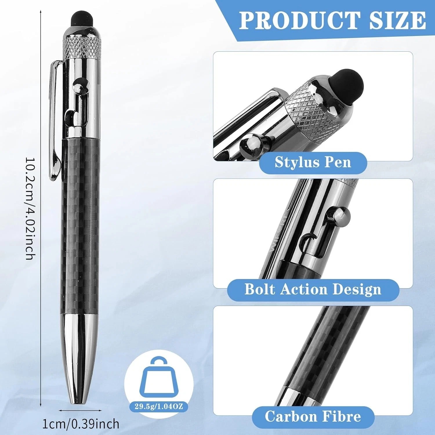 WIFORT Ballpoint Pen,Mini Stylus Pen, Multifunctional Carbon Fiber Pen with Repl