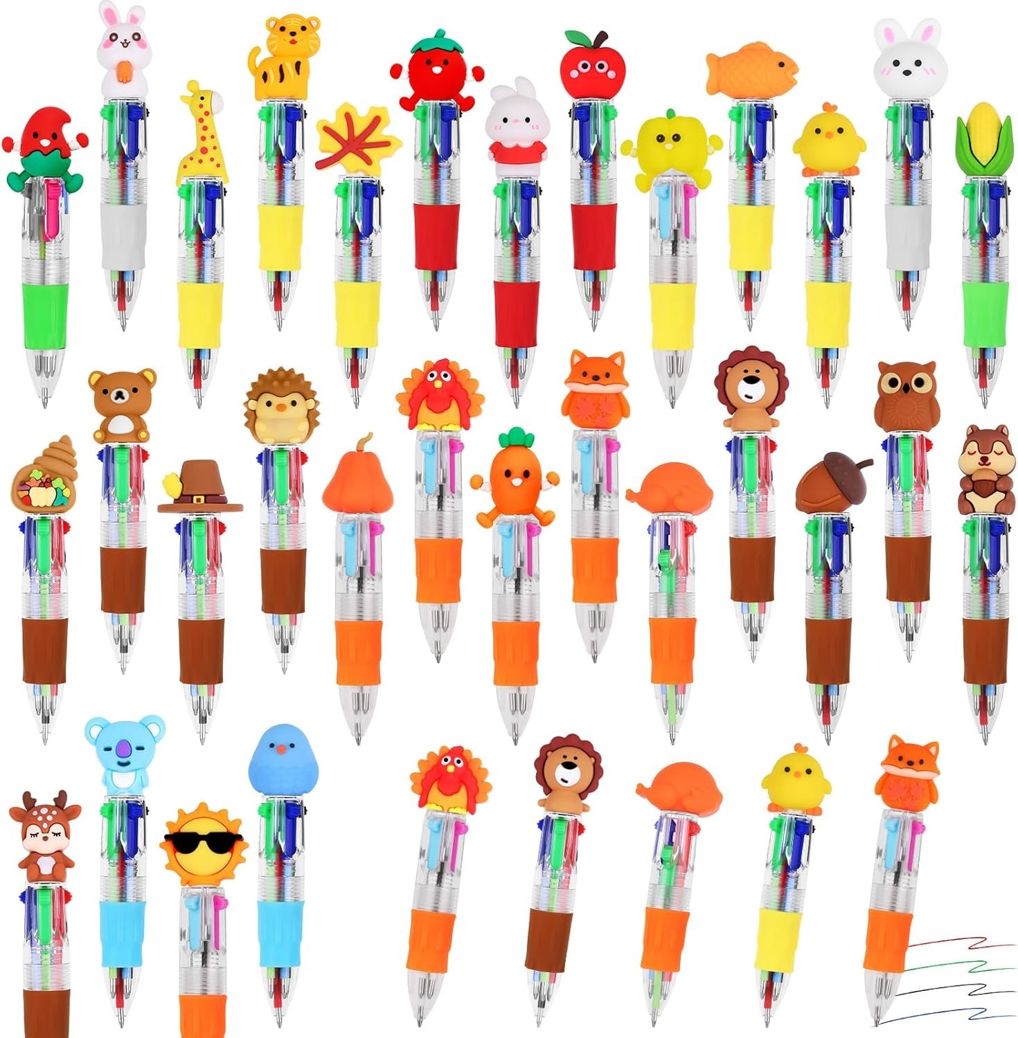 30Pcs Mini Multicolor Pens in One 4-in-1 Cute Pens Bulk, Ballpoint Pen for Birth
