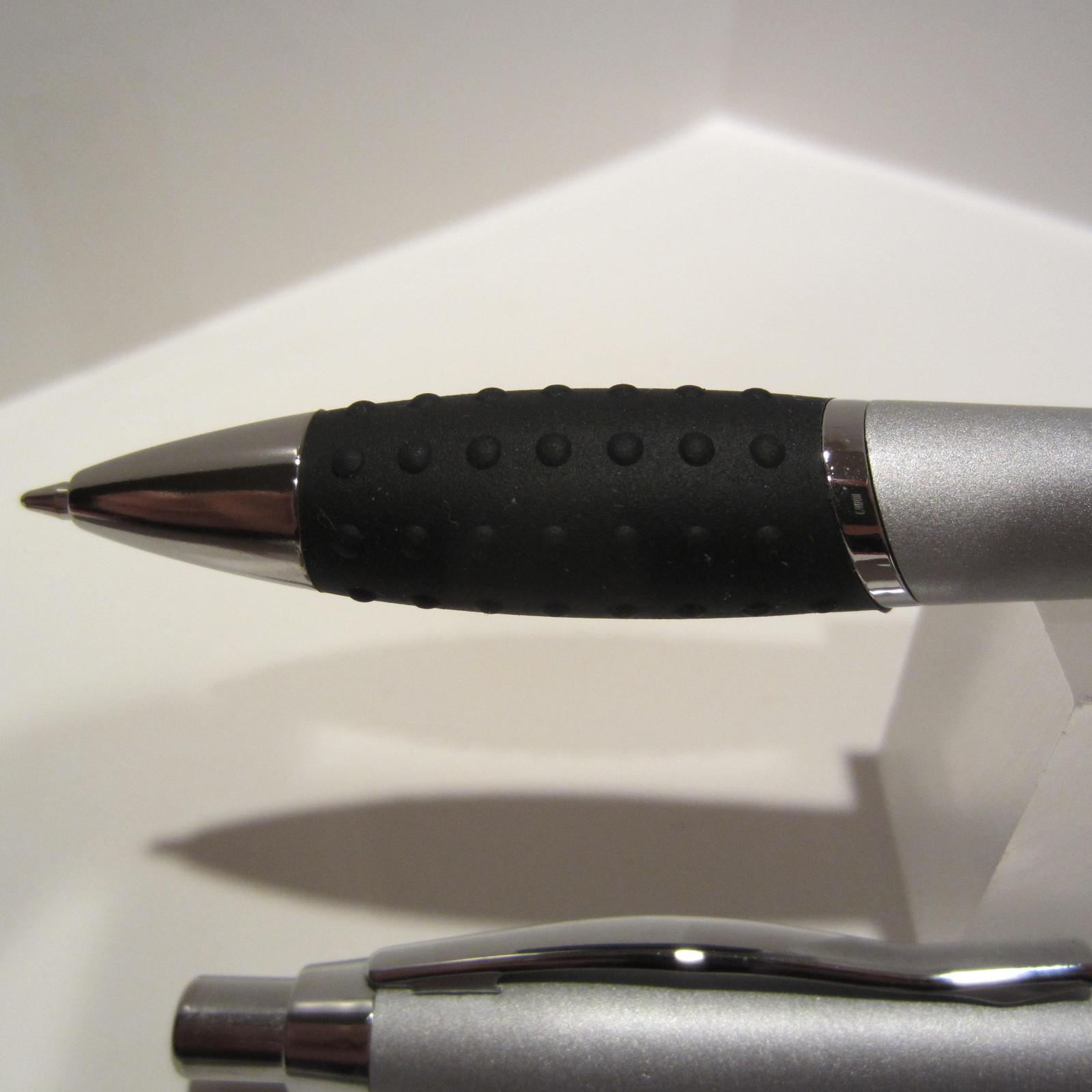 2 TERZETTI BUMP Silver Ballpoint Pen-Large Heavy Metal /Rubberized grip