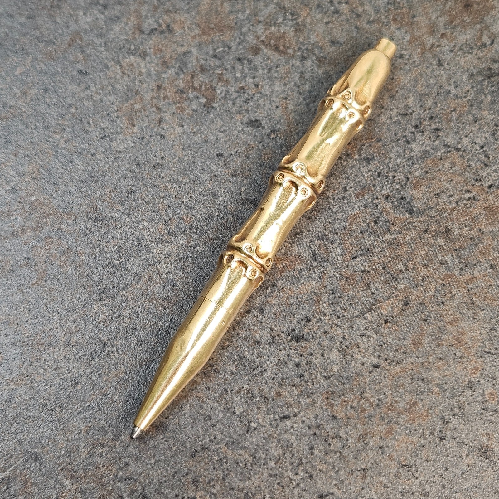 Vintage 1940’s Louis Tamis Bamboo Pen 14K Solid Yellow Gold Executive Stationary