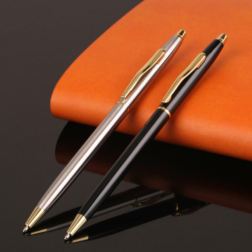 Luxury Full Metal Ballpoint Pen 1mm Black Ink Gel Pen Stationery Office Student