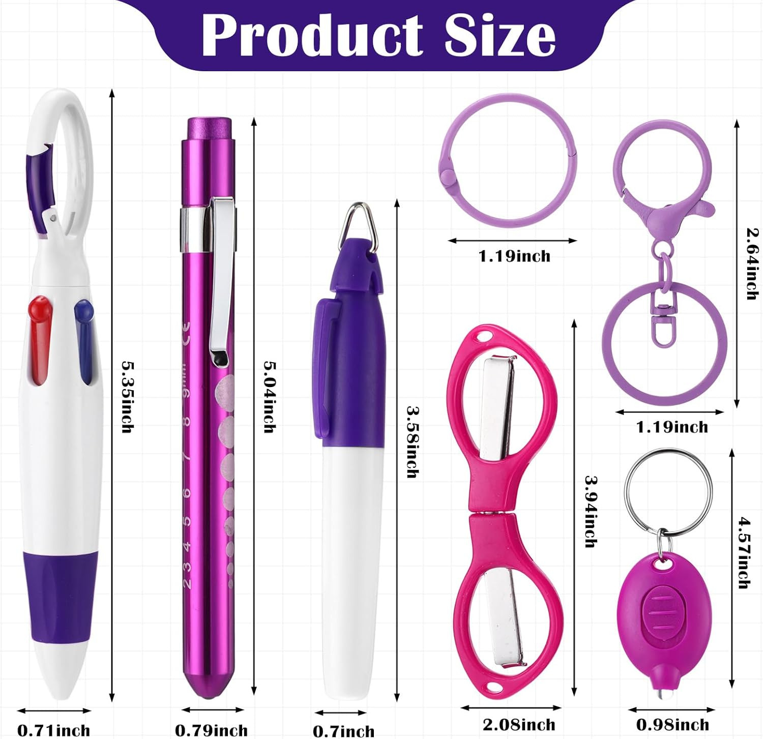 18-Piece Nurse Tool Kit: Pens, Markers, Scissors, Penlights, LED Keychain Lights