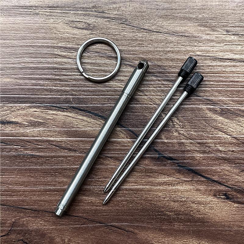 1PC Titanium Alloy Mini Ballpoint Pen Portable Keychain Outdoor Writing Pen EDC