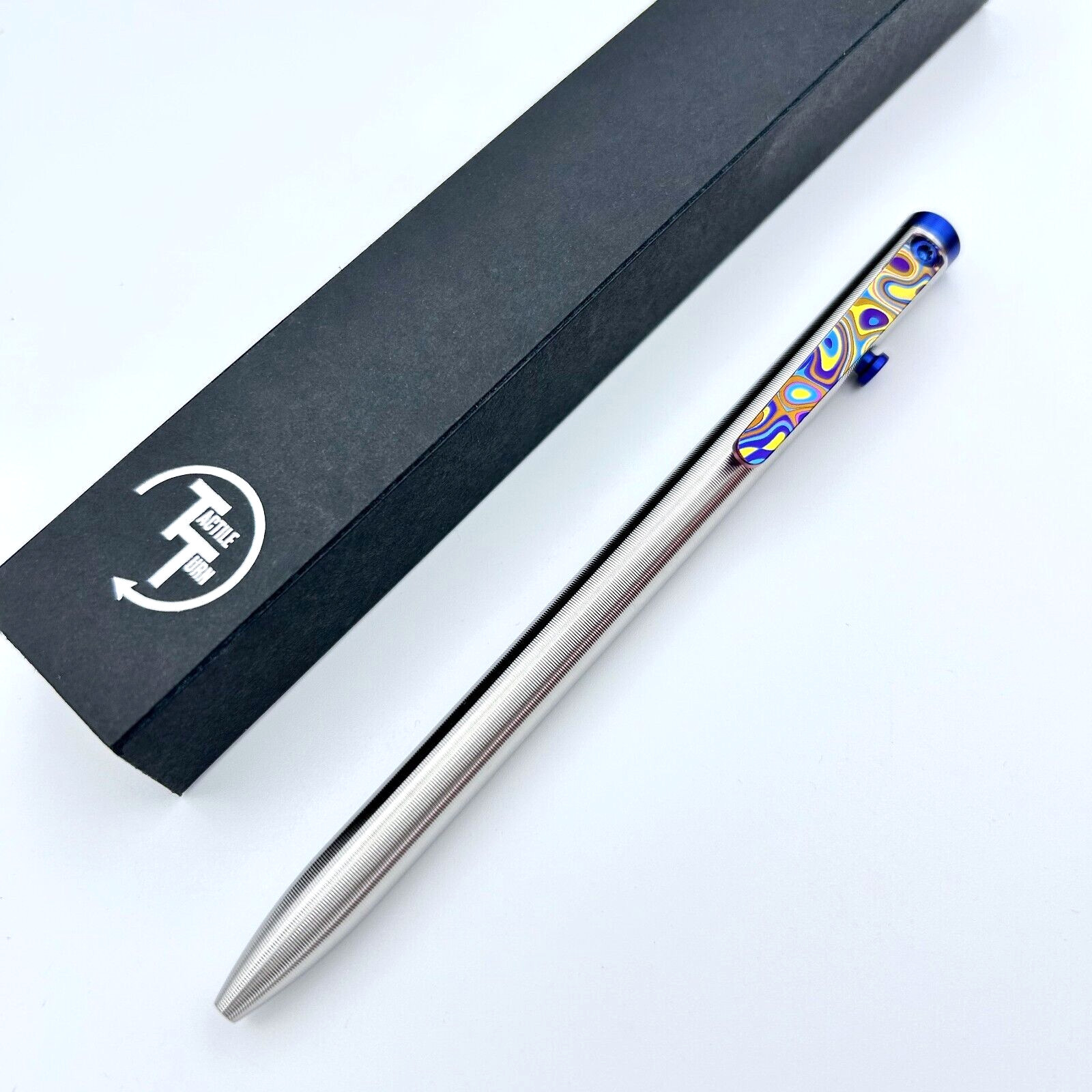 Tactile Turn – Titanium Slim Bolt Action Standard Size Pen Custom Ripple Clip