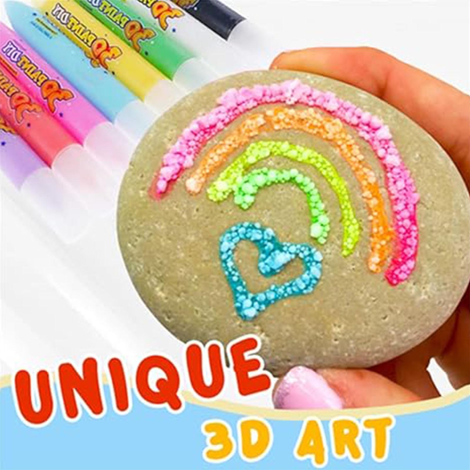 6-12 Sticks Bubble Pen Set 3D Colorful Handmade Heat Activated Painting Markers
