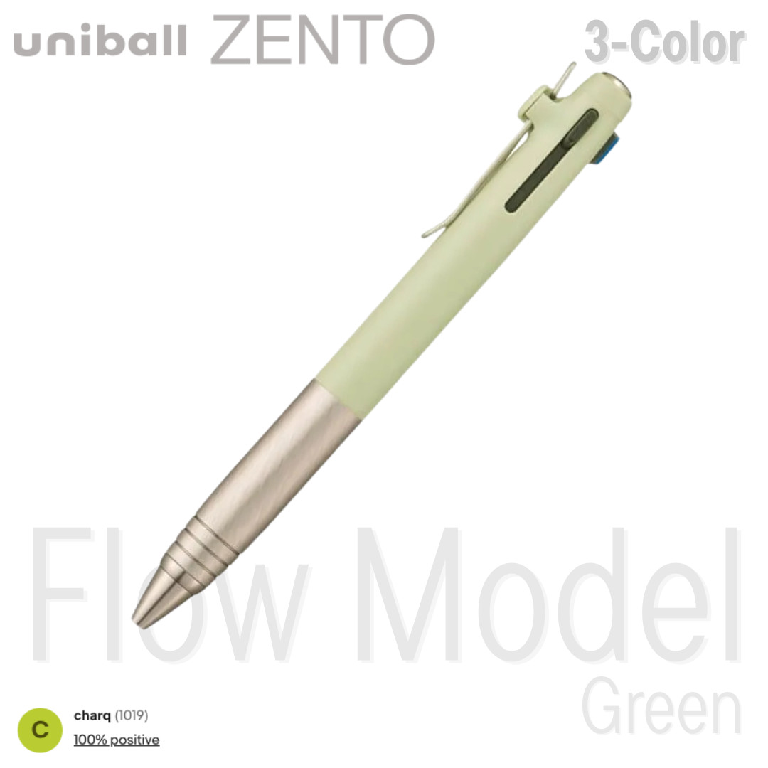 Uniball Zento Flow Three Color Pen 0.38mm Green Mulipen -=NEW=-