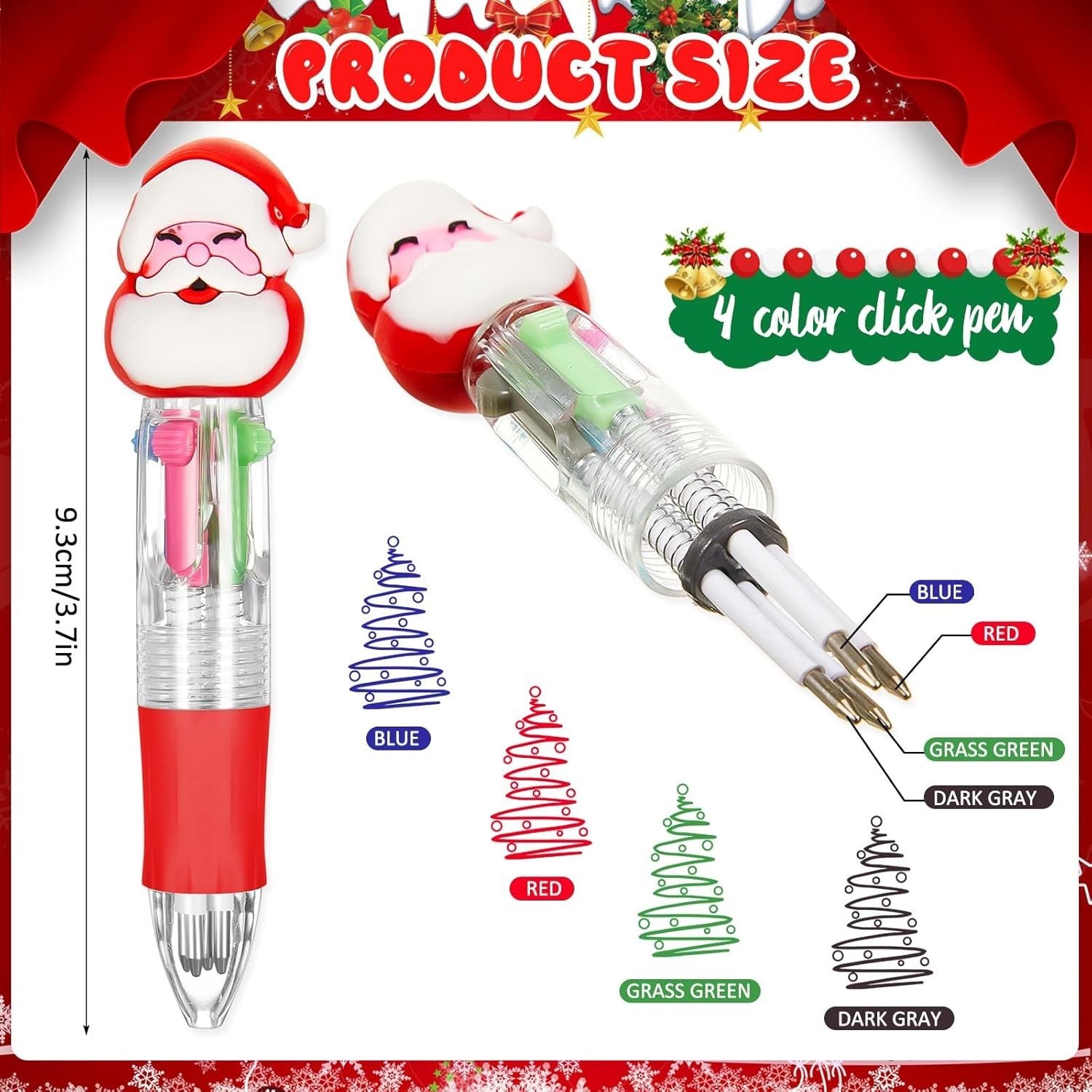 Cute 4-in-1 Multicolor Christmas Pens | Perfect for Gifts and Parties – 150 Pcs