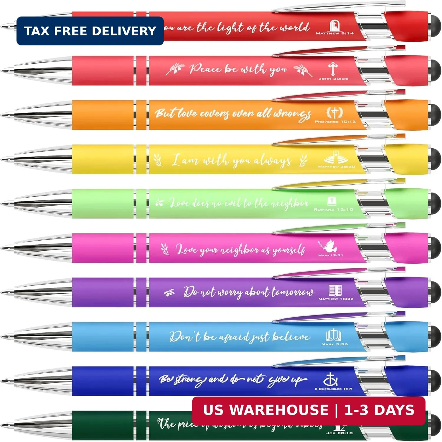 Christian Pens with Stylus Tips Bible Verse Inspirational Pens Ballpoint Smooth