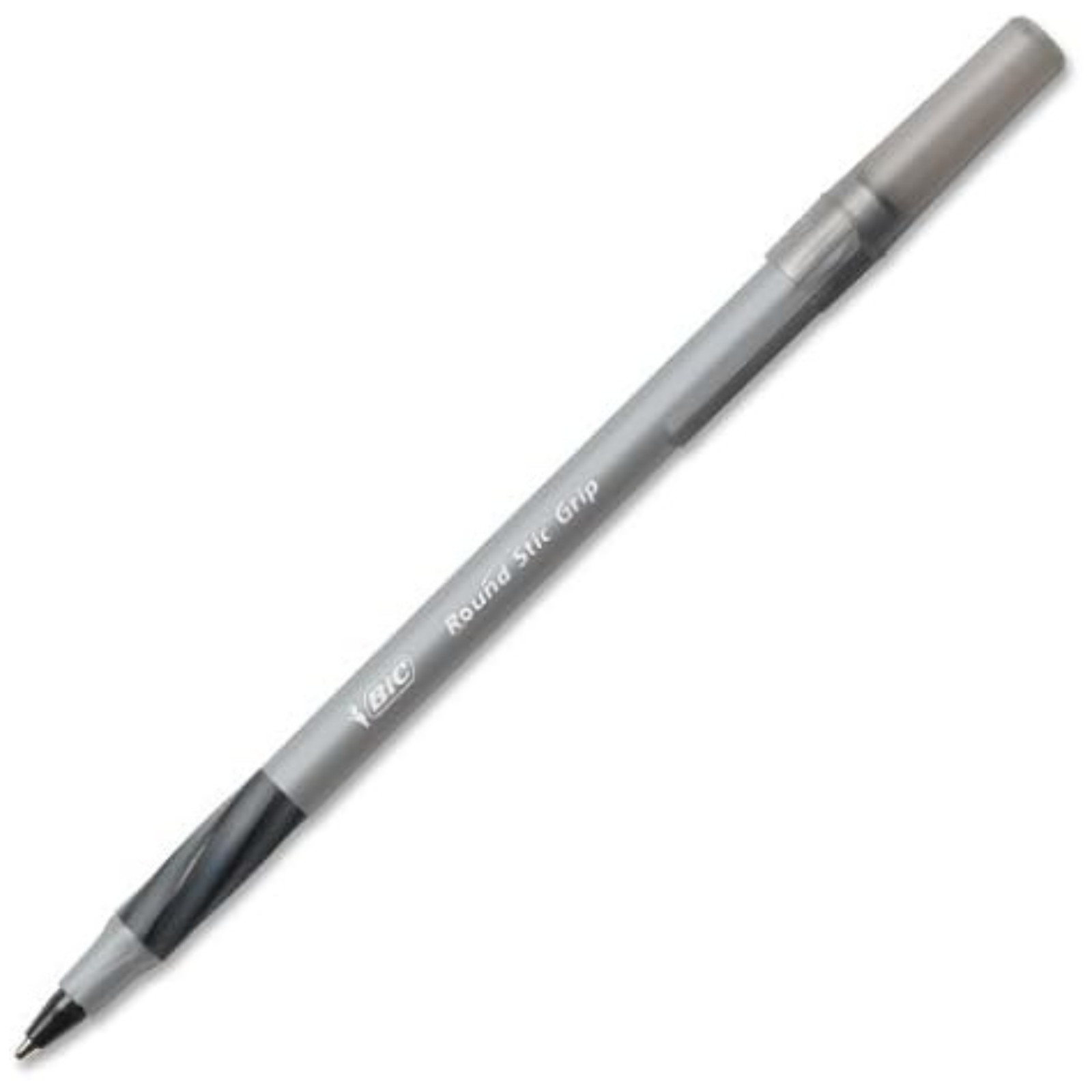 BIC Round Stic Grip Ballpoint Pens 12 Pack Black Blue Red Medium Point Smooth
