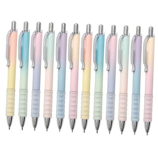 Gel Pens Fine Point 0.7mm Black Ink Gel Pen Retractable Cute Pens for 12-count