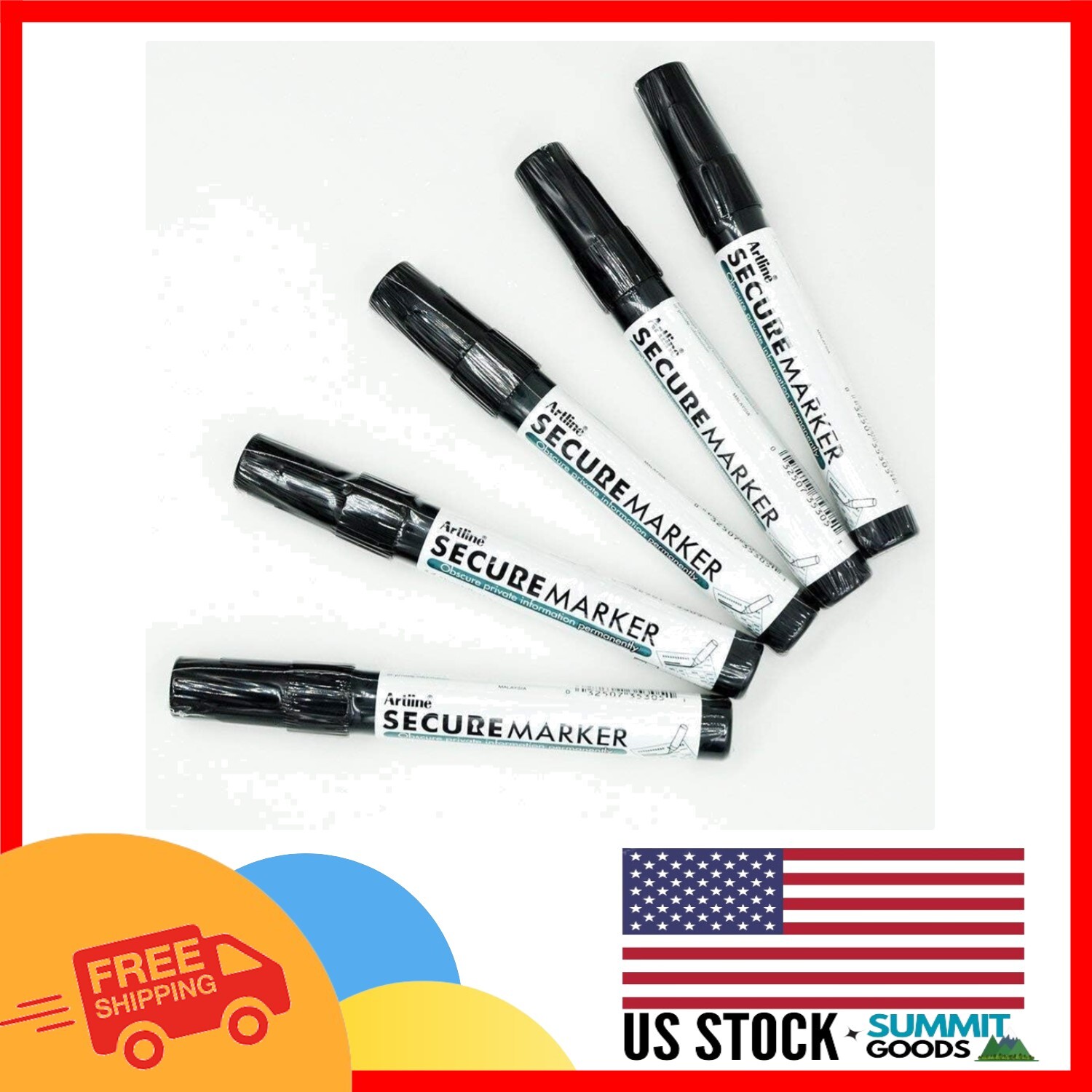 Secure Redacting Pen Set – 5 Blackout Markers for Ultimate Privacy Protection