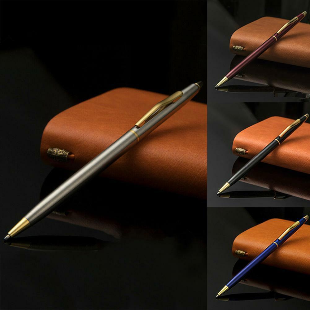 Luxury Full Metal Ballpoint Pen 1mm Black Ink Gel Pen Stationery Office Student