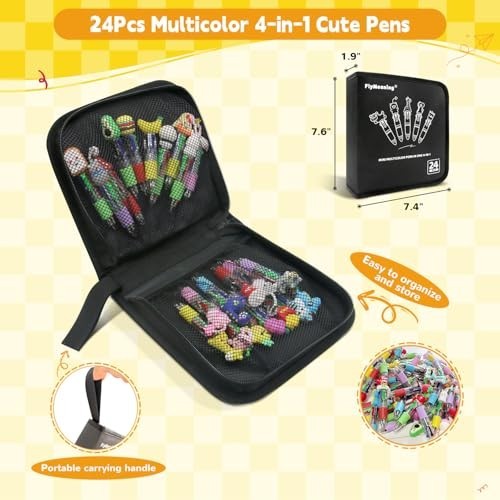 Mini Ballpoint Pens 24 Pack 4 in 1 Multicolor Cute Bulk Set for Party Favors