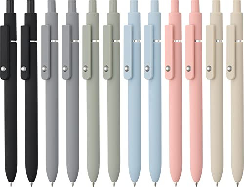 12 Pack Cute Gel Pens, Retractable Quick Dry Gel Ink Pen, Fine Point 0.5mm