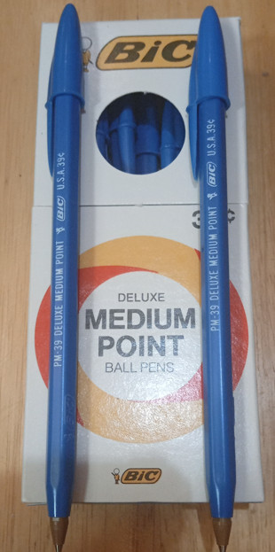 Vintage BIC Deluxe Medium Point Solid Blue Barrell W/New Cartridges -They Write!
