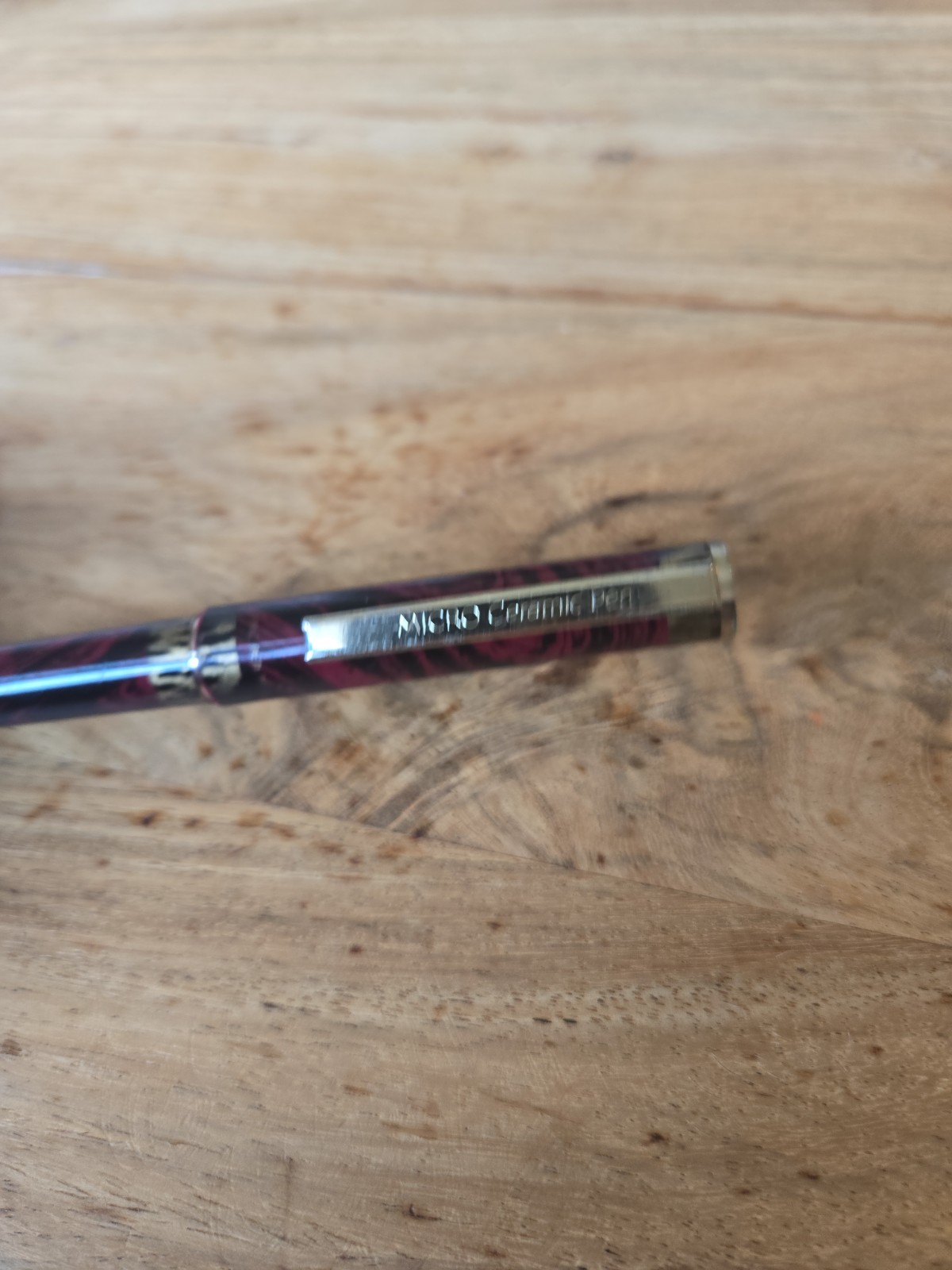 Micro Ceramic .5mm Ball Point Pen Vintage Red Ink Black Marble gold Ballpoint