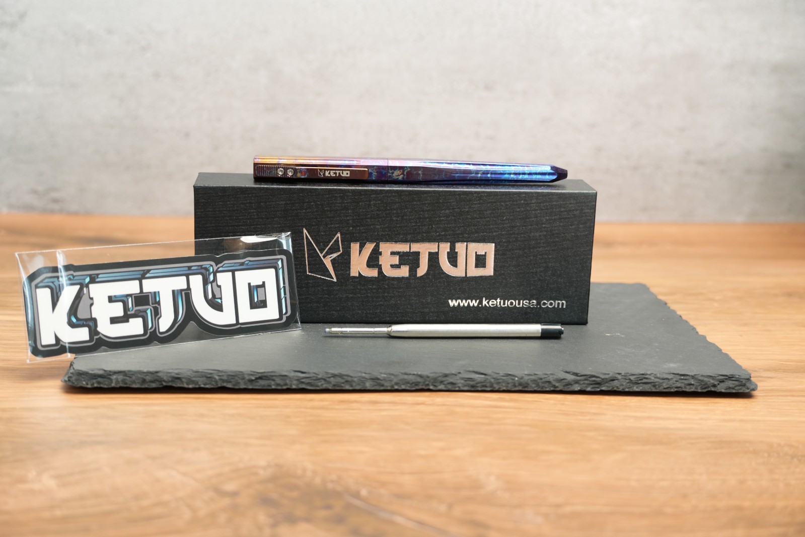 NEW Ketuo Arch Bolt Action Pen TC4 Titanium Lightning Strike EDC Extra Refill