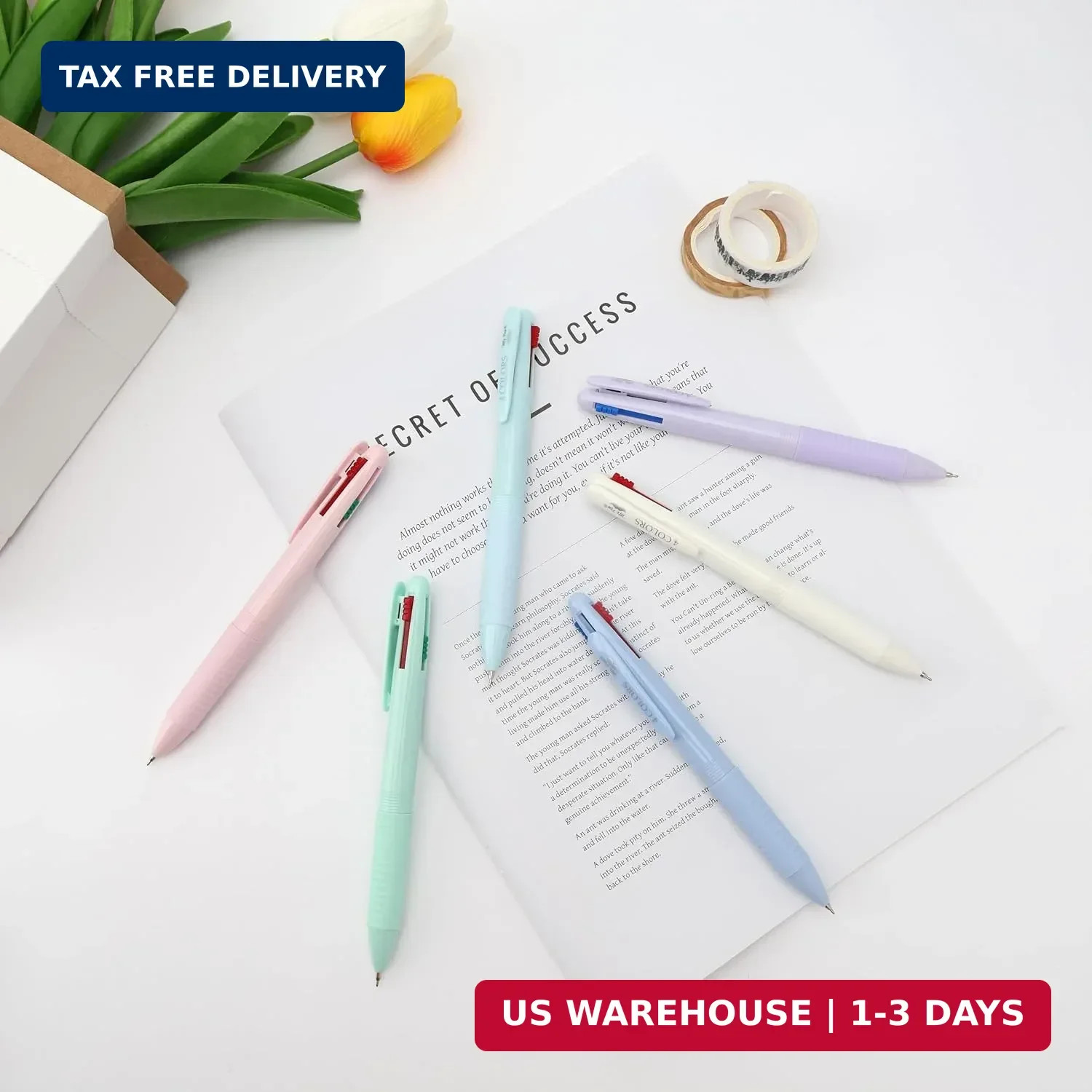 Mr. Pen- Multicolor Ballpoint Pen, 4-in-1, 6 Pack, Colorful Ink, 0.5mm | Fine Po