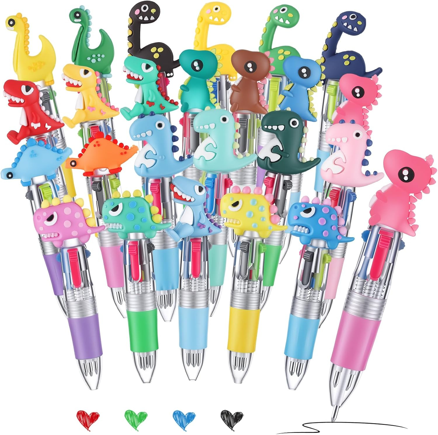 48 Pcs Dinosaur Pens for Students, Cute Pen Gifts for Classroom 4-In-1 Fun Pen B