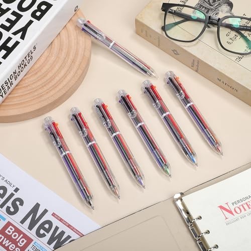 Pieces Multicolor Ballpoint Pens 0.5 mm 6 Colors Transparent Barrel 24