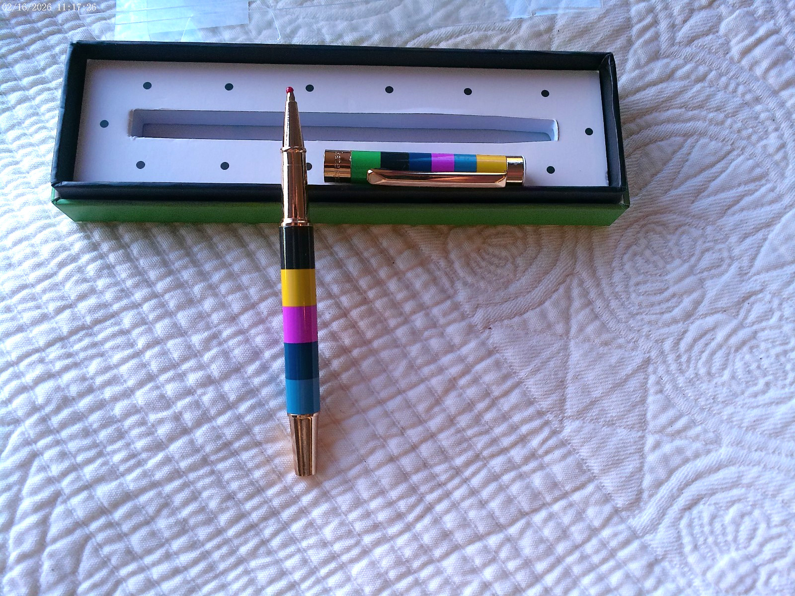 KATE SPADE NIB ENCHANTED STRIPE BALLPOINT PEN #203548 BLACK INK TAG PRICE $35.95
