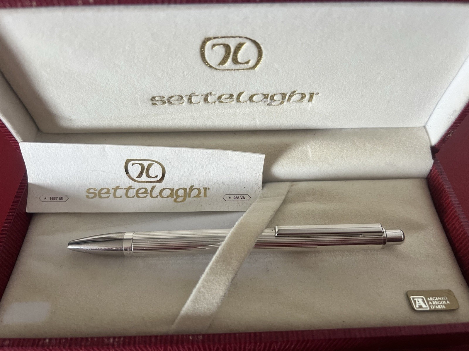 SETTELAGHI Silver 925 Solid Ballpoint Pen Strong Personal Window Weight 1