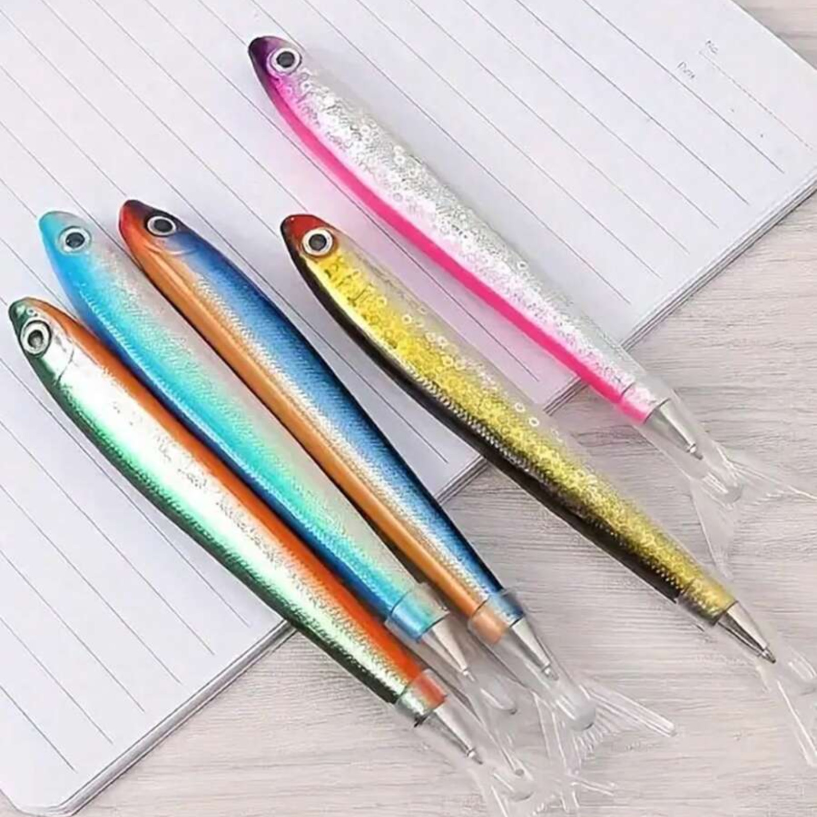 Fish Shaped Ballpoint Pens with Click Off Cap Fishing Decoration Black Ink Pens