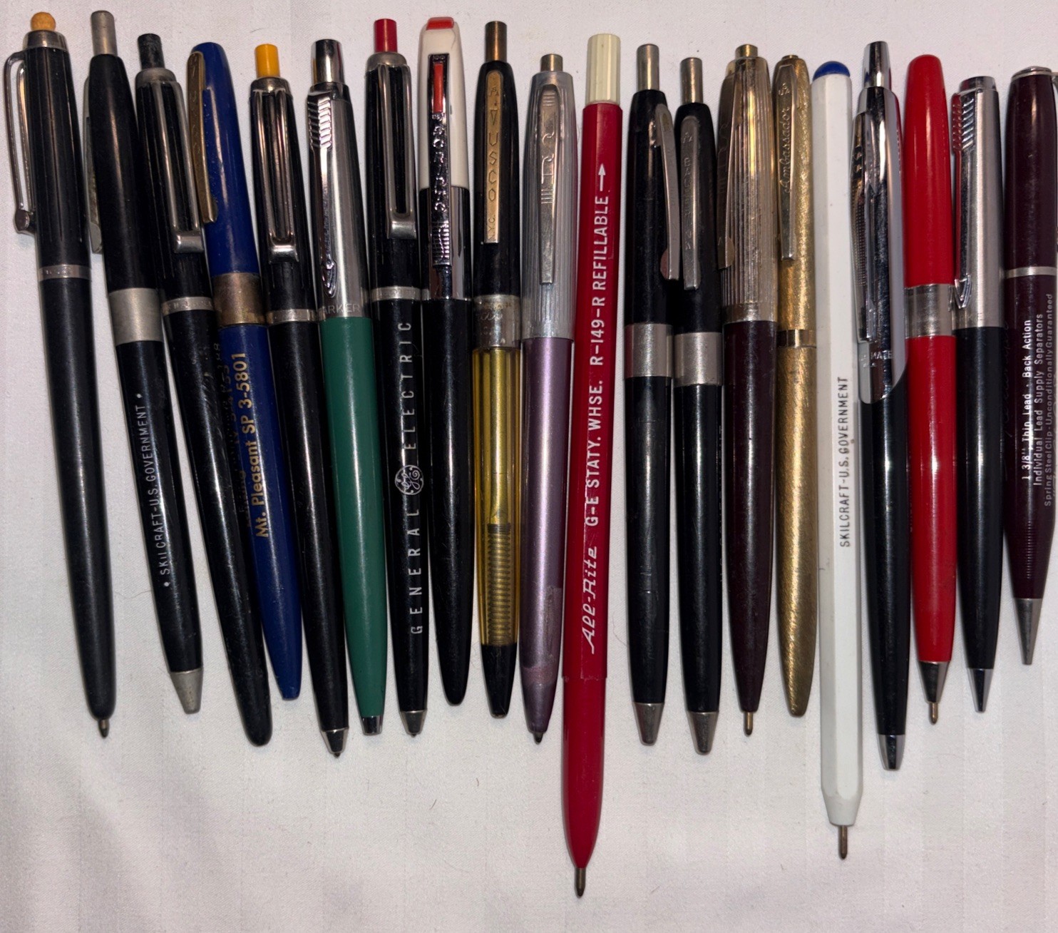 Vintage Ballpoint Pen Lot Parker, Scripto, Ballerina, USCO, All-Rite, Ambassador