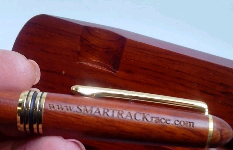 Vintage Solid Wood Sports Car Pen Case W/Pen Working «Smartrack» Advertising