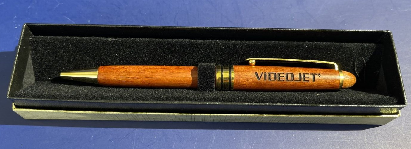 Videojet Branded Wood Ballpoint Advertising Pen (NIB) Vintage