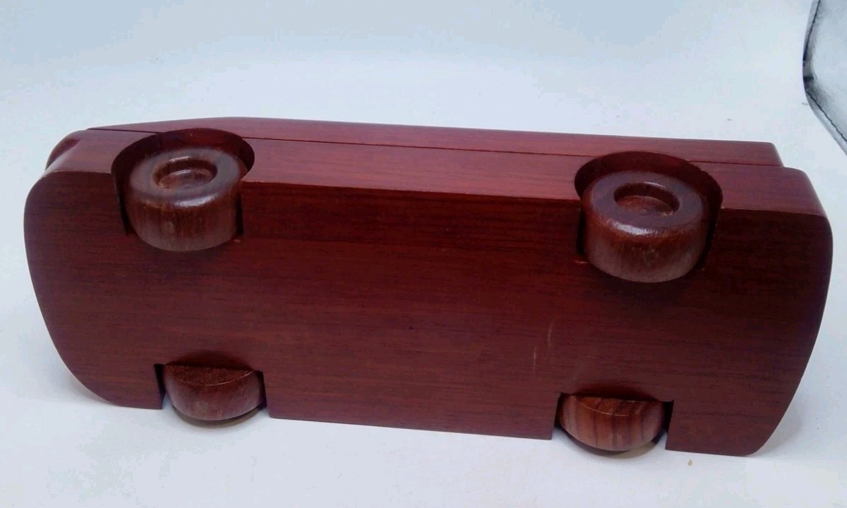Vintage Solid Wood Sports Car Pen Case W/Pen Working «Smartrack» Advertising