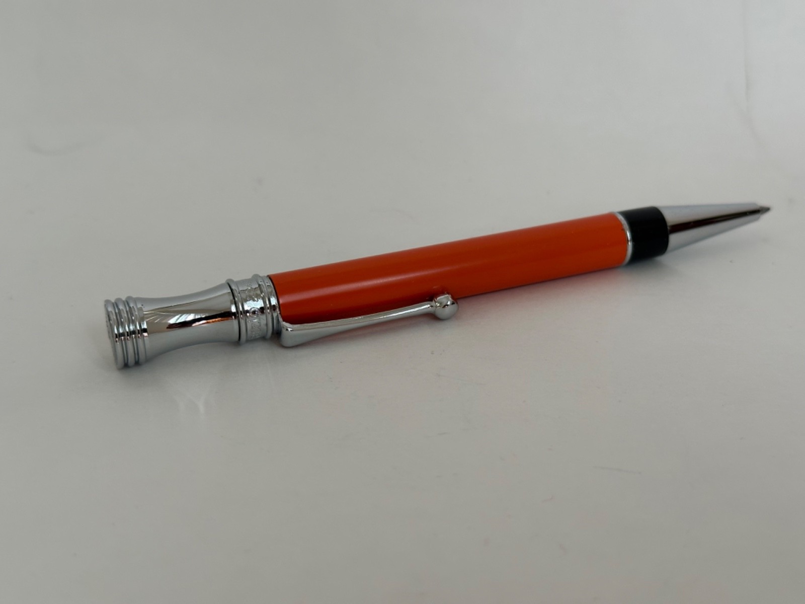 Vintage Rare Campo Marzio Ballpoint Pen Silver & Enamel Orange, Working