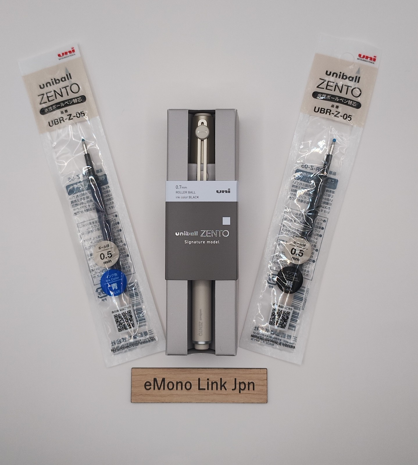 MITSUBISHI uniball ZENTO Signature Model 0.7mm Gold + 0.5mm Refills Black & Blue