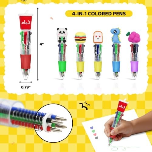 Mini Ballpoint Pens 24 Pack 4 in 1 Multicolor Cute Bulk Set for Party Favors