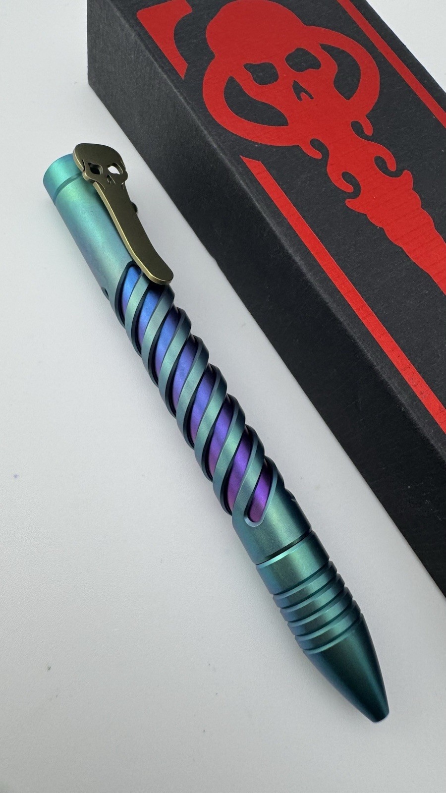 Original Chaves Knives Titanium Bolt Pen Spiral Tactical Green And Blue