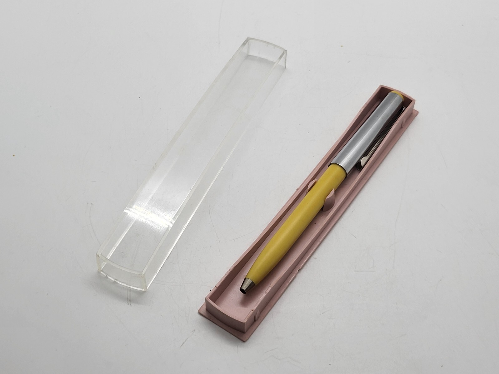 Vintage Soviet ballpoint pen USSR yellow with metal tip in a box price 2 r 40 k
