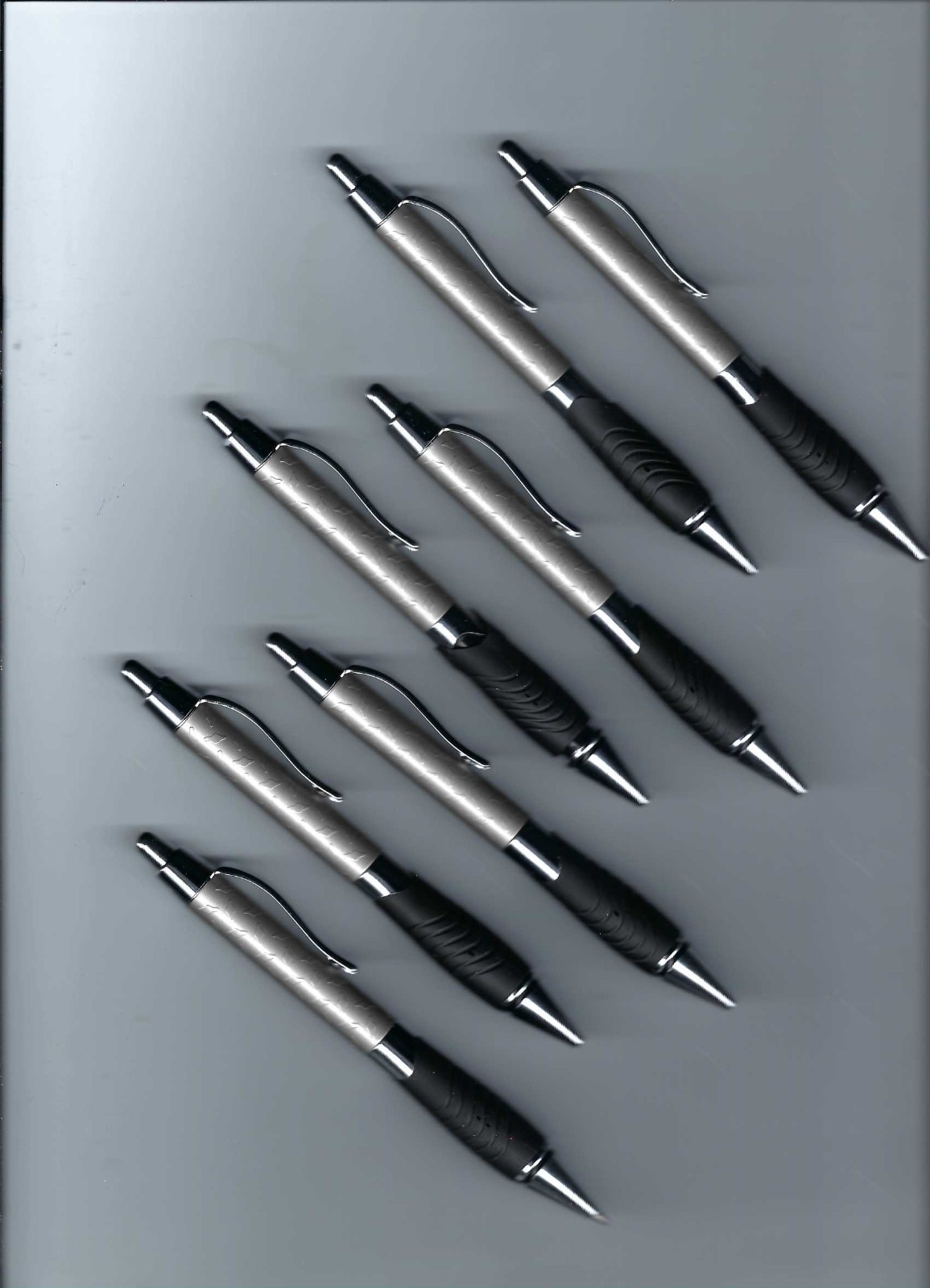 Lot of 7 Unbranded Black & Chrome Ball Point Pens W/New Parker Refills No Adv.