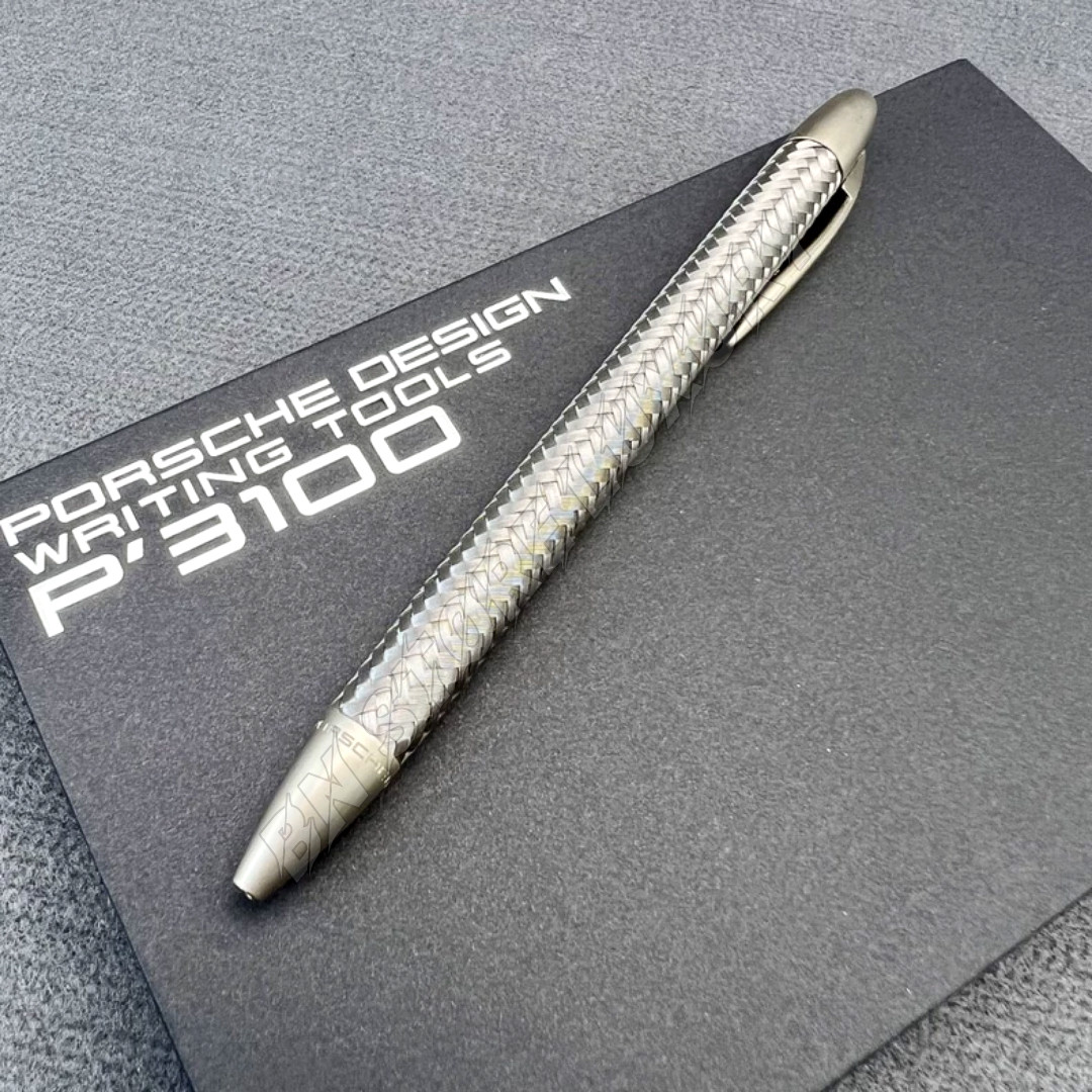 Porsche Design P’3100 TecFlex Ballpoint Pen Silver Braided Weave w/ Box