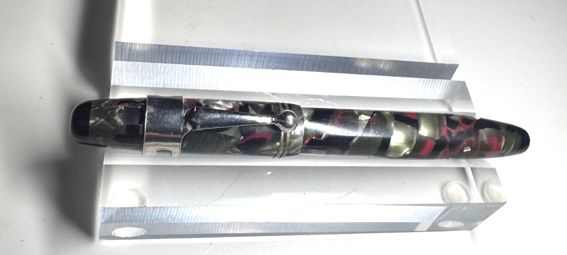 PARKETTE VINTAGE CELLULOID MECH PENCIL BLACK GREY SILVER RED COLLECTIBLE ANTIQUE