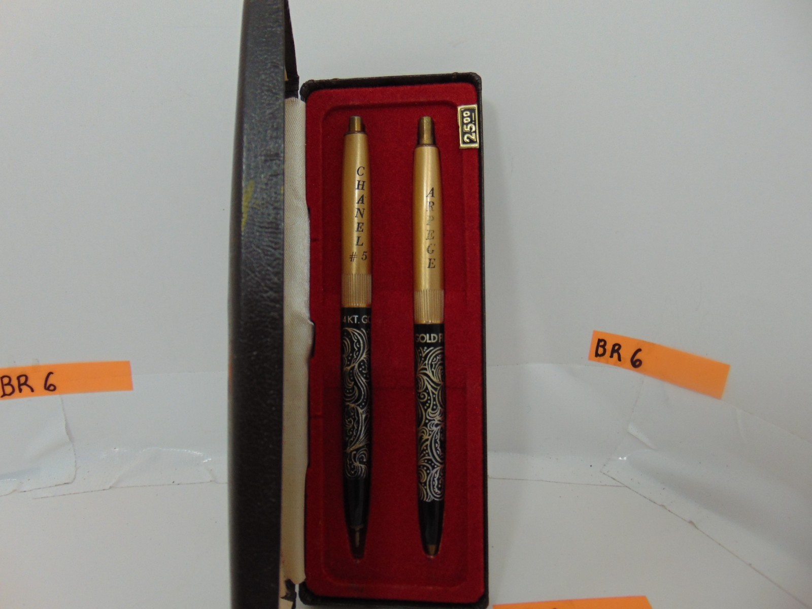 Vintage Chanel No.5 Arpege 14K Gold Filigree Perfumed Ballpoint Pen Set in Box
