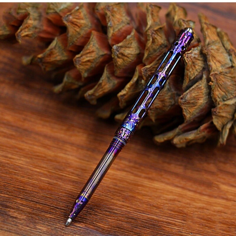 Mini Titanium Ballpoint Pen Handmade Signature Writing Pen Keychain Portable EDC