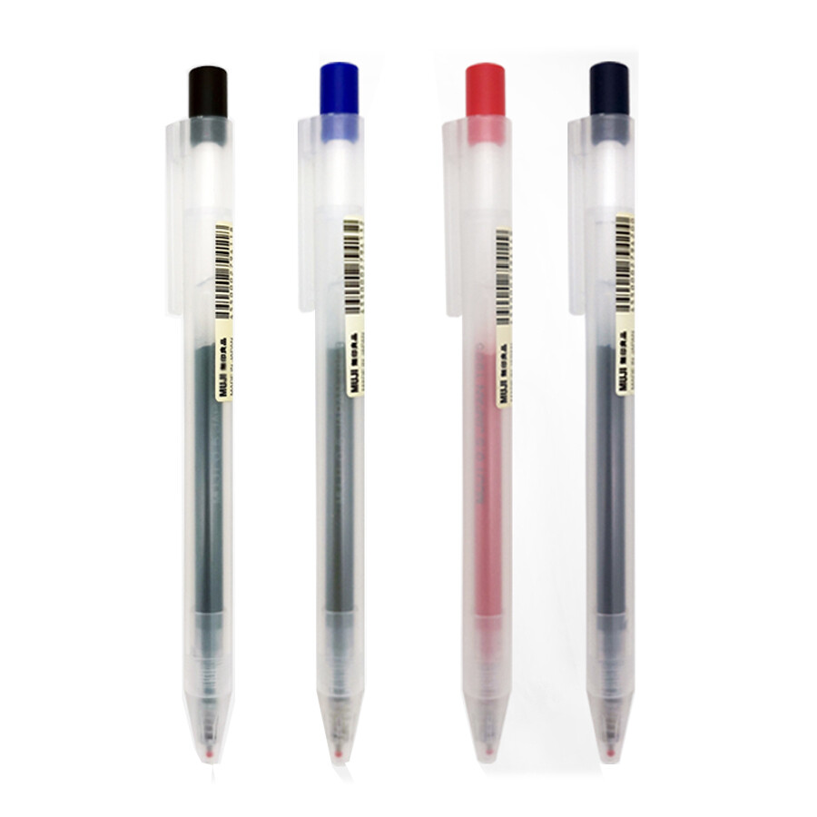 10pcs MUJI Smooth Gel-Ink 0.5mm Press Pen Ballpoint Pens Blue/Black/Red/Darkblue