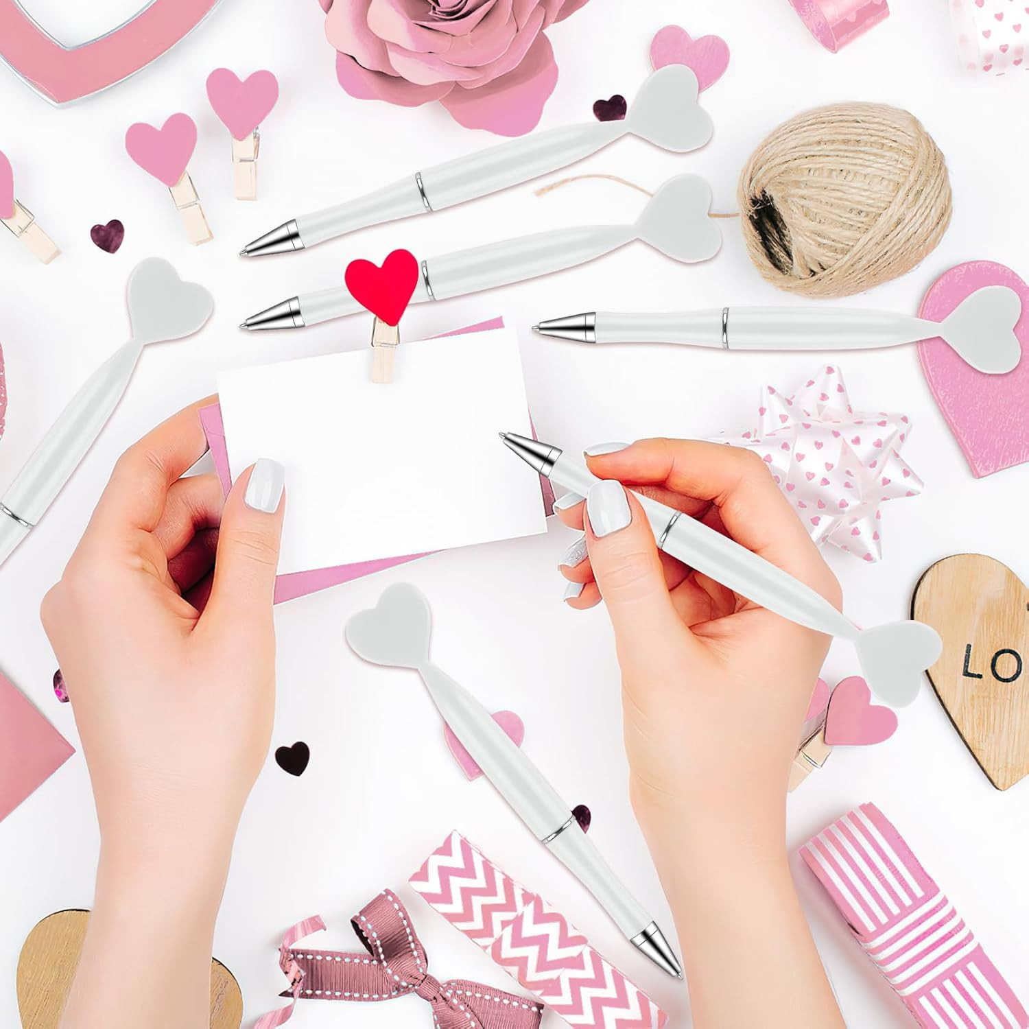 24 PCS Wedding Party Pens White Heart Black Gel Ink Office School Supplies