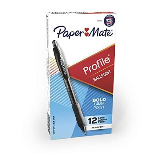 89465 Profile Retractable Ballpoint Pens, Bold 12 Count (Pack of 1) Black