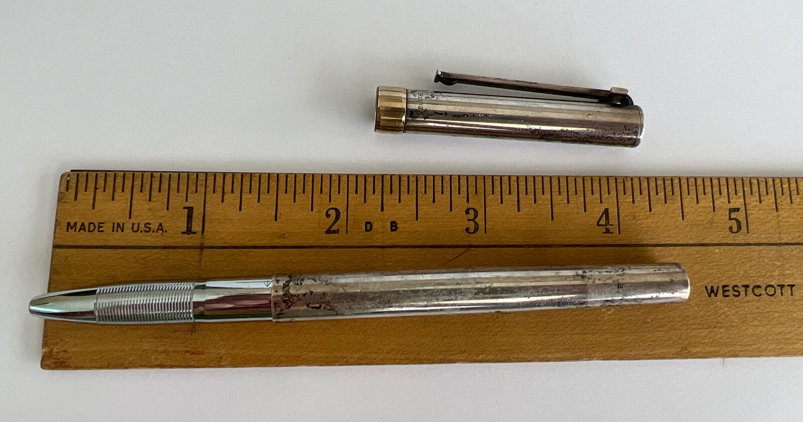 Vintage Tiffany & Co. «T» Clip 925 Sterling & 14K Gold Ink Pen Hallmarked (Z)