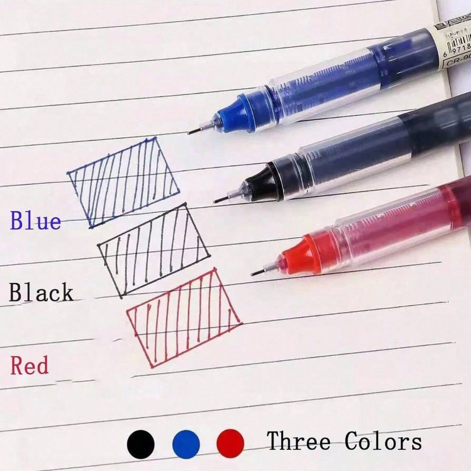 5Pcs/Set Liquid Ink Gel Pens Quick Dry Ink Black/Blue/Red 0.5mm Signature Pen US