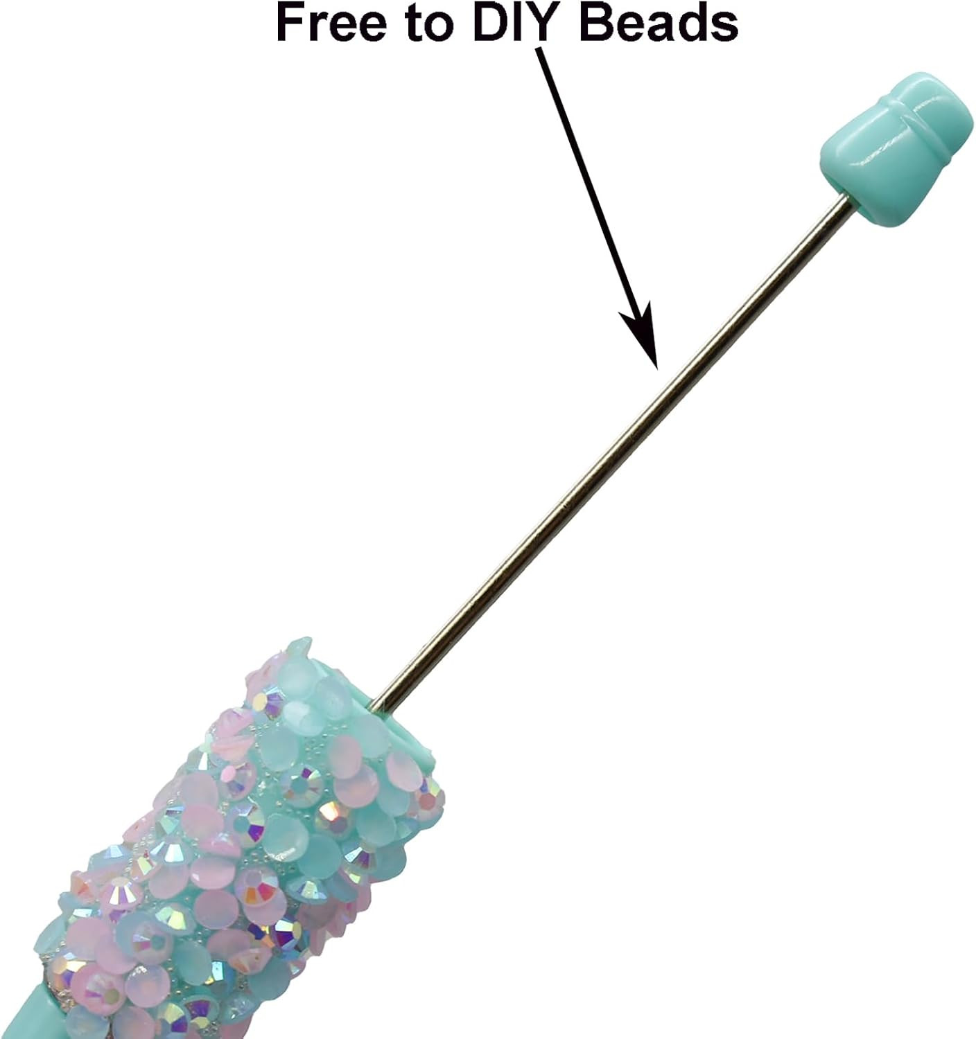 12 PCS Petal Glitter Beadable Ballpoint Pens Retractable Diamond Bead Pen Plasti