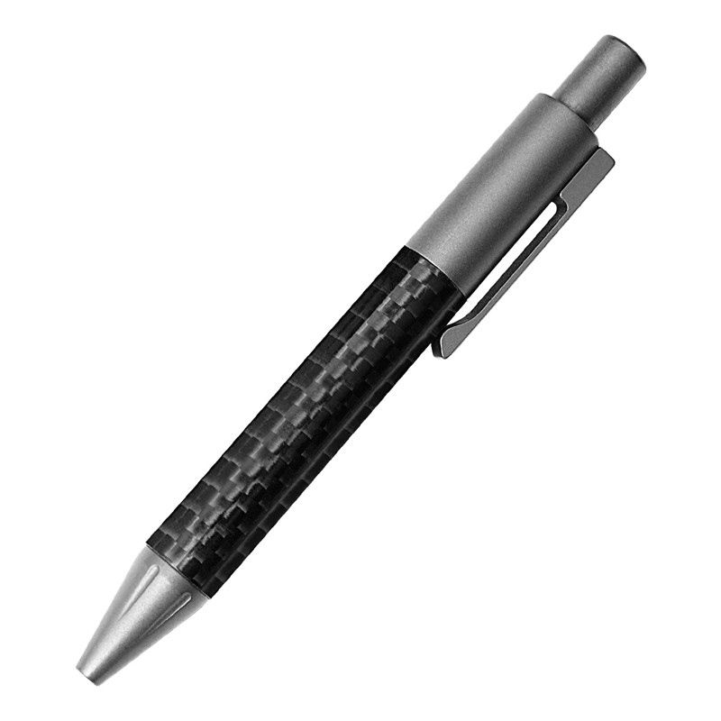 Mini Pocket Titanium + Carbon Fibre Ballpoint Pen Signature Pen w/ 2pcs Refills